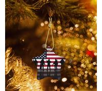 Poezjzw American Flag Veterans Day Pattern Ceramic Star-Shaped Christmas Tree Ornaments, Family New Year Home Souvenirs For Gatherings