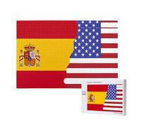 Poezjzw American Spain Flag Adult Classic Jigsaw 1000 Pieces Wooden Puzzle Modern Home Decor Intellectual Game 75x50cm