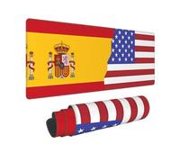 Poezjzw American Spain Flag Long Gaming Mouse Pad Large Desk Pad Keyboard Mat with Stitched Edges for Gaming and Office 31.5 X 11.8 in