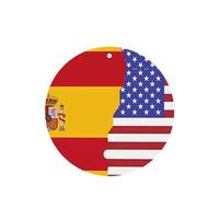 Poezjzw American Spain Flag Pattern Car Air Fresheners 4 Pcs Round Shape Hanging Aromatherapy Tablets Scented Fresheners For Bedroom Bathroom
