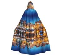 POEZJZW Amsterdam Night View Pattern Adult Hooded Cloak Cloak Women Men Halloween Costume Masquerade Cosplay Costume Christmas Party Robe