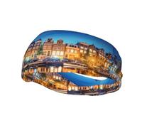 Poezjzw Amsterdam Night View Pattern Sports Headband Suitable For Running Yoga Running Cycling Elastic Moisture Band