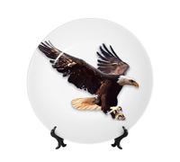 POEZJZW an Eagle Pattern Bone China Decorative Plate Dinner Plates Crafts Perfect Decoration for Home Office and Coffee Shop 8in