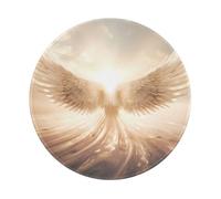 POEZJZW Angel's Wings Pattern Round Mouse Pad Desktop Protection Mat with Non-Slip Rubber Base 7.9Ã-7.9 in for Home and Office