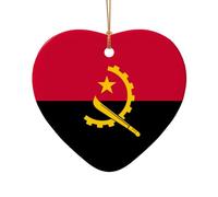 Poezjzw Angola Flag Pattern Christmas Ceramic Heart Shape Pendant Decorations Suitable For Home Shopping Malls And Holiday Celebrations