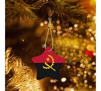 Poezjzw Angola Flag Pattern Christmas Ceramic Pendant Decorations Suitable For Home Shopping Malls And Holiday Celebrations