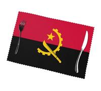 Poezjzw Angola Flag Pattern Placemats Set Of 6, 12 X 18 Inch Seasonal Autumn Table Mats For Party Kitchen Dining Decoration
