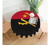 POEZJZW Angola Flag Pattern Round Tablecloth 60in Suitable For Dining Tables, Coffee Tables, Parties And Family Events