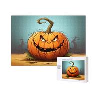 Poezjzw Angry Pumpkin Images Puzzles For Adult 300 Pieces Wooden Jigsaw For Family Friend Home Decor Wall Art 15.7 X 11in