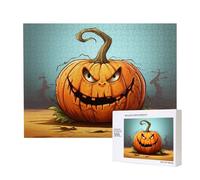Poezjzw Angry Pumpkin Images Puzzles For Adult 500 Pieces Wooden Jigsaw For Family Friend Home Decor Wall Art 20.4 X 15 In