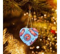 Poezjzw Animal Cute Brown Otters Pattern Ceramic Heart-Shaped Christmas Tree Ornaments, Family New Year Home Souvenirs For Gatherings