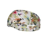 Poezjzw Animals Lemur Flowers Pattern Pattern Sports Headband Suitable For Running Yoga Running Cycling Elastic Moisture Band