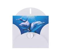 POEZJZW Aquatic Biologicals Patterned Pearl Paper Blank Greeting Card Suitable For Birthday Wedding Party Invitation With White Envelope