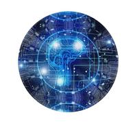 POEZJZW Artificial Intelligence Brain Pattern Round Mouse Pad, Non-Slip Rubber Base Small Mouse Pad, Suitable For Games, Computer Laptop, 7.9x7.9 Inches.