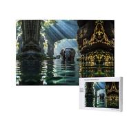 Poezjzw Asian Elephant In The Water Adult Classic Jigsaw 1000 Pieces Wooden Puzzle Modern Home Decor Intellectual Game 75x50cm