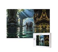 Poezjzw Asian Elephant In The Water Adult Classic Jigsaw 300 Pieces Wooden Puzzle Modern Home Decor Intellectual Game 40 X 28 Cm