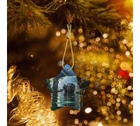 Poezjzw Asian Elephant in The Water Pattern Christmas Tree Ceramic Ornament Hanging Decorations for Home Holiday Party Gift