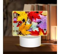 POEZJZW Autumn Leaves Maple Pattern Led Lamp Base Night Light Acrylic USB 3 Mode for Room Cafe Bar Birthday Party
