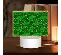POEZJZW Background St Patrick's Day Glitter Pattern Rectangular Acrylic Night Light Touch Switch Accent for Bookshelves Desks Nightstands