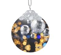 Poezjzw Ballroom Pattern Silver Metal Buckle Round Glass Ornaments Christmas Tree Hanging Home Decoration Gatherings Souvenirs
