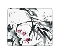 Poezjzw Bamboo Cherry Blossom Pattern Mouse Pad Office Laptop Computer Desk Wireless Mouse Non Slip Rubber Base Washable 8.3 X 10.3 in Keyboard Pad