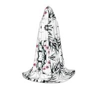 POEZJZW Bamboo Cherry Blossom Pattern Teenager Hooded Cloak Cloak Women Men Halloween Costume Masquerade Cosplay Costume Christmas Party Robe M