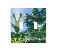 Poezjzw Banana Leaf Pattern Wall Plate Outlet Cover Decorative Wall Plate Size 4.5X 4.5in Double Toggle Outlet Light Switch Cover
