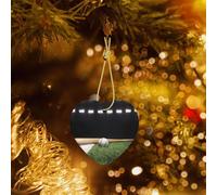 Poezjzw Baseball Sports Field Pattern Christmas Heart Shape Ceramic Ornaments Christmas Tree Hanging Home Decoration Gatherings Souvenirs