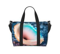 Poezjzw Beach Conch Travel Duffel Bag Tote Carry On Luggage Bag Water Resistant Weekender Overnight Bags For Foldable, Black, One Size