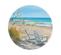 POEZJZW Beach Scene With Chairs Pattern Round Mouse Pad, Non-Slip Rubber Base Small Mouse Pad, Suitable For Games, Computer Laptop, 7.9x7.9 Inches.