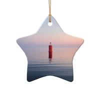 Poezjzw Beacon At Sea Pattern Christmas Ceramic Star Shape Pendant Decorations Suitable For Home Shopping Malls And Holiday Celebrations