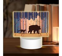 POEZJZW Bear and Fox Pattern Pattern Led Lamp Base Night Light Acrylic USB 3 Mode for Room Cafe Bar Birthday Party