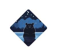Poezjzw Bear Bathing Under The Stars Pattern Car Air Fresheners 6 Pcs Square Hanging Aromatherapy Tablets Scented Fresheners For Bedroom Bathroom