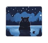 POEZJZW Bear Bathing Under The Stars Pattern Mouse Pad Non-Slip Rubber Stitched Edges Waterproof Gaming Mouse Mat for Desk Gaming Work Wireless Mice 8.3 X 10.3 in