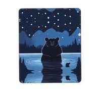 POEZJZW Bear Bathing Under The Stars Pattern Mouse Pad Non-Slip Rubber Stitched Edges Waterproof Gaming Mouse Mat for Desk Gaming Work Wireless Mice 7.9 X 9.5 in