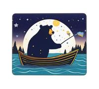 POEZJZW Bear in Boat Pattern Mouse Pad Non-Slip Rubber Stitched Edges Waterproof Gaming Mouse Mat for Desk Gaming Work Wireless Mice 10 X 12 Inch