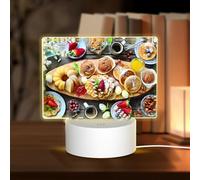 POEZJZW Beautiful Breakfast Pattern Led Lamp Base Night Light Acrylic USB 3 Mode for Room Cafe Bar Birthday Party