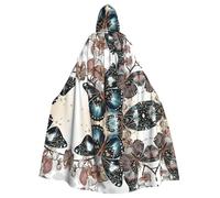 POEZJZW Beautiful Butterflies (1) Pattern Poncho Halloween Hooded Cape Women'S Men'S Halloween Dress Up Party Cosplay Costumes