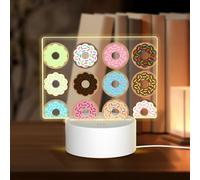 POEZJZW Beautiful Flower Cake Pattern Led Lamp Base Night Light Acrylic USB 3 Mode for Room Cafe Bar Birthday Party