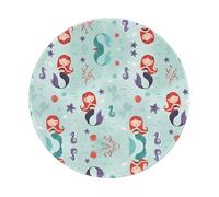 POEZJZW Beautiful Mermaid Pattern Round Mouse Pad, Non-Slip Rubber Base Small Mouse Pad, Suitable For Games, Computer Laptop, 7.9x7.9 Inches.
