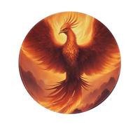 POEZJZW Beautiful Phoenix Pattern Round Mouse Mat, Cute Mouse Pad, Non-Slip Rubber Base With Stitched Edge, Small Size 7.9 X 7.9 Inch