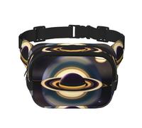Poezjzw Beautiful Saturn Travel Waist Bag Suitable For Running, Cycling And Outdoor Adventures, Store Mobile Phones And Credit Cards, Black, One Size
