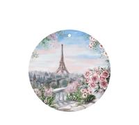 Poezjzw Beautiful Tower Paris Pattern Car Air Fresheners 4 Pcs Round Shape Hanging Aromatherapy Tablets Scented Fresheners For Bedroom Closet Shoe