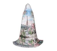 POEZJZW Beautiful Tower Paris Pattern Men Women Cloak With Hood Adult Cape With Hood Renaissance Halloween Witch Costume Wizard Cloak S