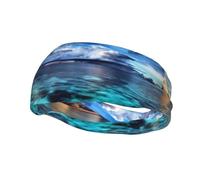 Poezjzw Beautiful View Of The Sea Pattern Sports Headband Suitable For Running Yoga Elasticated Moisture Wicking Hairband