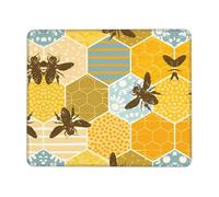 POEZJZW Bee Geometric Honeycomb Textured Mouse Pad, Rubberized Locking Edge Anti-Slip Mouse Pad For Office Gaming Computer Laptop 8.3 X 10.3 In