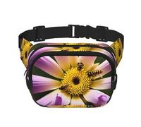 Poezjzw Bees Gathering Flowers Travel Waist Bag Suitable For Running, Cycling And Outdoor Adventures, Store Mobile Phones And Credit Cards, Black, One Size