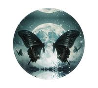 POEZJZW Big Black Butterfly Pattern Round Mouse Pad Desktop Protection Mat with Non-Slip Rubber Base 7.9Ã-7.9 in for Home and Office