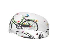 Poezjzw Birds Flowers On Bikes Pattern Sports Headband Suitable For Running Yoga Running Cycling Elastic Moisture Band