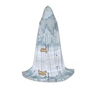 POEZJZW Birds In The Park On A Snowy Day Pattern Men Women Cloak With Hood Adult Cape With Hood Renaissance Halloween Witch Costume Wizard Cloak L